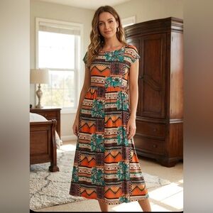 Vibrant Geometric Maxi Dress